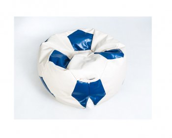 Кресло-мешок Мяч большой Экокожа бело-синее в Кунгуре - kungur.mebel-74.com | фото