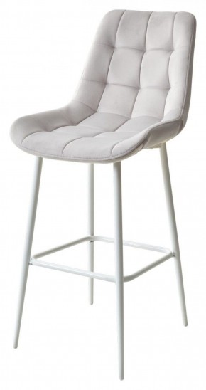 Барный стул ХОФМАН, цвет H-09 Светло-серый, велюр / белый каркас М-City в Кунгуре - kungur.mebel-74.com | фото
