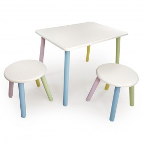 Детский комплект стол и два табурета круглых  (Белый, Белый, Цветной) в Кунгуре - kungur.mebel-74.com | фото