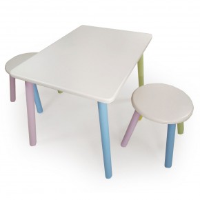 Детский комплект стол и два табурета круглых  (Белый, Белый, Цветной) в Кунгуре - kungur.mebel-74.com | фото