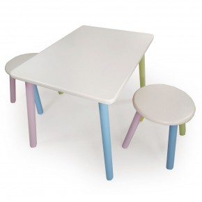 Детский комплект стол и два табурета круглых с накладкой Алфавит (Белый, Белый, Цветной) в Кунгуре - kungur.mebel-74.com | фото