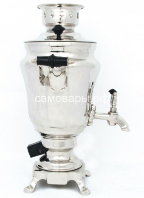 Электрический самовар из латуни никелированный на 1,5 литра форма "Тюльпан" с защитой от выкипания в Кунгуре - kungur.mebel-74.com | фото