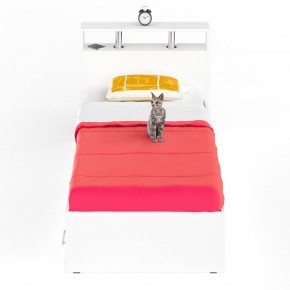 Камелия Кровать с ящиками 0900, цвет белый, ШхГхВ 93,5х217х78,2 см., сп.м. 900х2000 мм., без матраса, основание есть в Кунгуре - kungur.mebel-74.com | фото