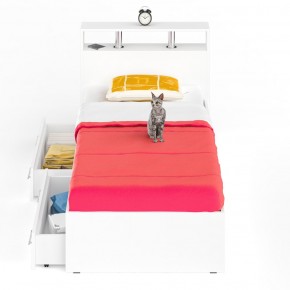 Камелия Кровать с ящиками 0900, цвет белый, ШхГхВ 93,5х217х78,2 см., сп.м. 900х2000 мм., без матраса, основание есть в Кунгуре - kungur.mebel-74.com | фото