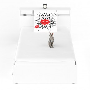 Камелия Кровать с ящиками 1200, цвет белый, ШхГхВ 123,5х217х78,2 см., сп.м. 1200х2000 мм., без матраса, основание есть в Кунгуре - kungur.mebel-74.com | фото