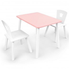 Комплект детской мебели стол и два стула Корона  (Розовый/Белый/Белый) в Кунгуре - kungur.mebel-74.com | фото