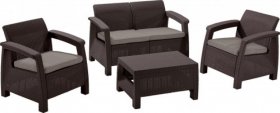 Комплект мебели Корфу сет (Corfu set) коричневый - серо-бежевый * в Кунгуре - kungur.mebel-74.com | фото