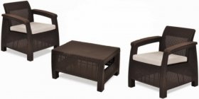 Комплект мебели Корфу Уикенд (Corfu Weekend) коричневый - серо-бежевый * в Кунгуре - kungur.mebel-74.com | фото