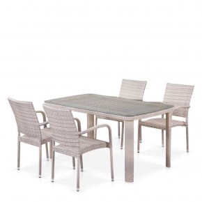 Комплект плетеной мебели T256C/Y376C-W85 Latte (4+1) + подушки на стульях в Кунгуре - kungur.mebel-74.com | фото