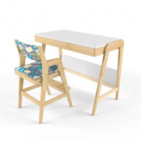 Комплект растущий стол и стул с чехлом 38 попугаев «Вуди» (Белый, Без покрытия, Салют) в Кунгуре - kungur.mebel-74.com | фото