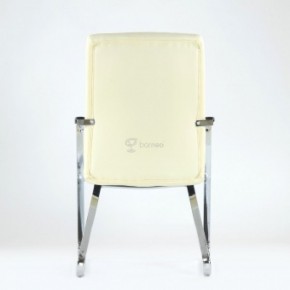 Кресло Barneo K-25 для посетителей и переговорных (хром, бежевая экокожа) в Кунгуре - kungur.mebel-74.com | фото