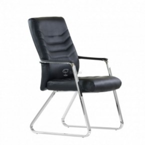 Кресло Barneo K-25 для посетителей и переговорных (хром, черная экокожа) в Кунгуре - kungur.mebel-74.com | фото