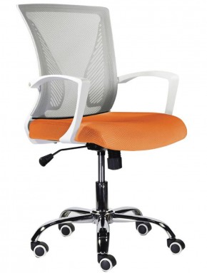 Кресло BRABIX "Wings MG-306", пластик белый, хром, сетка, серое/оранжевое, 532011 в Кунгуре - kungur.mebel-74.com | фото