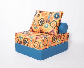 Кресло-кровать-пуф бескаркасное Прайм (мехико желтый-морская волна) в Кунгуре - kungur.mebel-74.com | фото