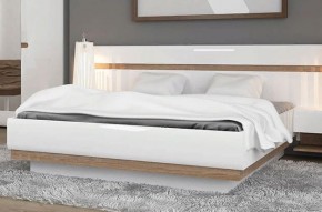 Кровать 160/TYP 94-01 с подъемником, LINATE ,цвет белый/сонома трюфель в Кунгуре - kungur.mebel-74.com | фото