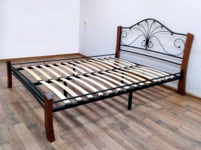 Кровать "Фортуна 4 ЛАЙТ" Черная (1600*2000) (ножки-махагон) с коваными элементами в Кунгуре - kungur.mebel-74.com | фото