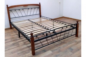 Кровать "Муза 1" КМД10 Черная (1600*2000) (ножки-махагон) с коваными изделиями в Кунгуре - kungur.mebel-74.com | фото