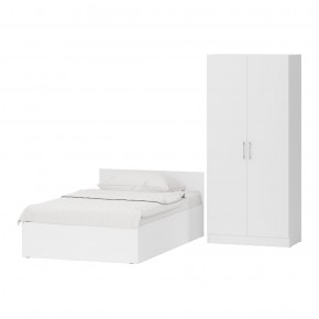 Кровать с ящиками 1200 + Шкаф 2-х створчатый Стандарт, цвет белый, ШхГхВ 123,5х203,5х70 + 90х52х200 см., сп.м. 1200х2000 мм., б/м, основание есть в Кунгуре - kungur.mebel-74.com | фото
