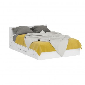 Кровать с ящиками 1400 + Пенал Стандарт, цвет белый, ШхГхВ 143,5х203,5х70 + 45х52х200 см., сп.м. 1400х2000 мм., без матраса, основание есть в Кунгуре - kungur.mebel-74.com | фото