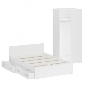 Кровать с ящиками 1400 + Шкаф угловой Стандарт, цвет белый, ШхГхВ 143,5х203,5х70 + 81,2х81,2х200 см., сп.м. 1400х2000 мм., без матраса, основание есть в Кунгуре - kungur.mebel-74.com | фото