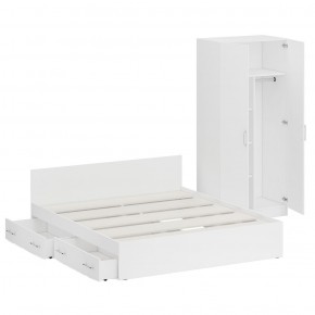 Кровать с ящиками 1800 + Шкаф 2-х створчатый Стандарт, цвет белый, ШхГхВ 183,5х203,5х70 + 90х52х200 см., сп.м. 1800х2000 мм., б/м, основание есть в Кунгуре - kungur.mebel-74.com | фото