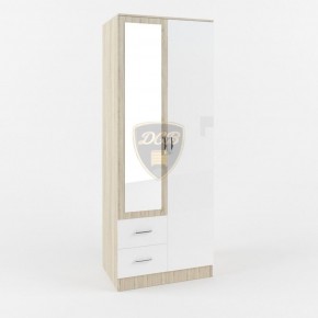 Шкаф 2-х створчатый с зеркалом Софи СШК 800.3 (дуб сонома/белый глянец) в Кунгуре - kungur.mebel-74.com | фото