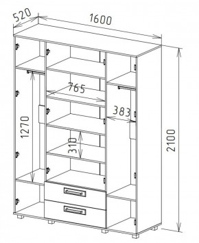 Шкаф 4-х дверный с ящиками М-1 Серия Вега в Кунгуре - kungur.mebel-74.com | фото