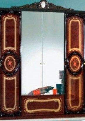 Шкаф 4-х дверный с зеркалами (01.144) Роза (могано) в Кунгуре - kungur.mebel-74.com | фото
