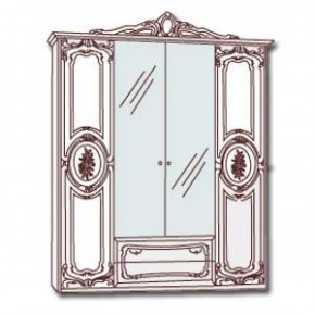 Шкаф 4-х дверный с зеркалами (01.144) Роза (могано) в Кунгуре - kungur.mebel-74.com | фото