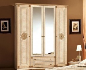 Шкаф 4-х дверный с зеркалами (02.144) Рома (беж) в Кунгуре - kungur.mebel-74.com | фото
