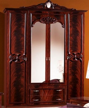 Шкаф 4-х дверный с зеркалами (03.144) Ольга (могано) в Кунгуре - kungur.mebel-74.com | фото
