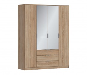 Шкаф 4х дверный с зеркалами Николь СБ-2595/1 (Дуб Сонома) в Кунгуре - kungur.mebel-74.com | фото