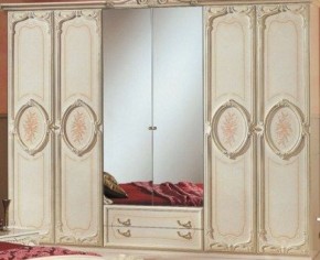 Шкаф 6-и дверный с зеркалами (01.146) Роза (беж) в Кунгуре - kungur.mebel-74.com | фото