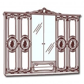 Шкаф 6-и дверный с зеркалами (01.146) Роза (беж) в Кунгуре - kungur.mebel-74.com | фото
