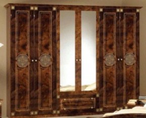 Шкаф 6-и дверный с зеркалами (02.146) Рома (орех) в Кунгуре - kungur.mebel-74.com | фото