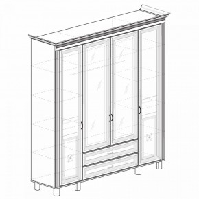 Шкаф для одежды 4-дверный с зеркалом №493 Марлен кремовый белый в Кунгуре - kungur.mebel-74.com | фото
