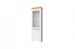 Шкаф с витриной  1V1D, TAURUS, цвет белый/дуб вотан в Кунгуре - kungur.mebel-74.com | фото