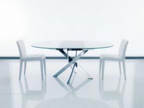 Стол BARONE (01.92) G093 хром/С150 э-бел. гл. стекло, L021алюм.вставка в Кунгуре - kungur.mebel-74.com | фото