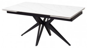 Стол FORIO 160 MATT WHITE MARBLE SOLID CERAMIC / BLACK, ®DISAUR в Кунгуре - kungur.mebel-74.com | фото