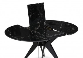 Стол стеклянный Рикла 110(150)х110х76 черный мрамор / черный в Кунгуре - kungur.mebel-74.com | фото